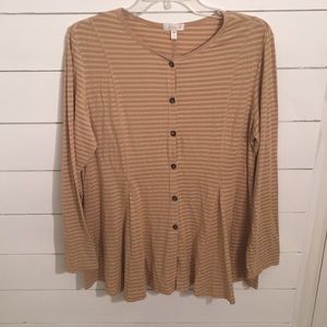 Heartstring Striped Button-Front Top